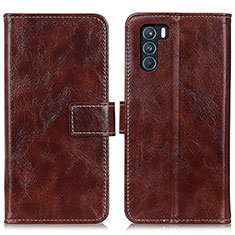Leather Case Stands Flip Cover Holder K04Z for Oppo K9 Pro 5G Brown