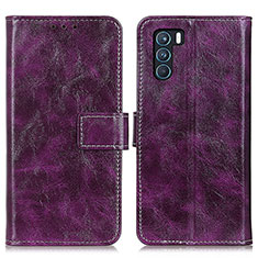 Leather Case Stands Flip Cover Holder K04Z for Oppo K9 Pro 5G Purple