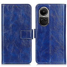 Leather Case Stands Flip Cover Holder K04Z for Oppo Reno10 5G Blue