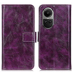 Leather Case Stands Flip Cover Holder K04Z for Oppo Reno10 5G Purple