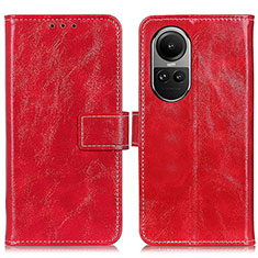 Leather Case Stands Flip Cover Holder K04Z for Oppo Reno10 5G Red