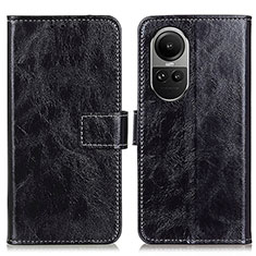 Leather Case Stands Flip Cover Holder K04Z for Oppo Reno10 Pro 5G Black