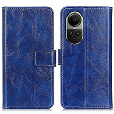 Leather Case Stands Flip Cover Holder K04Z for Oppo Reno10 Pro 5G Blue