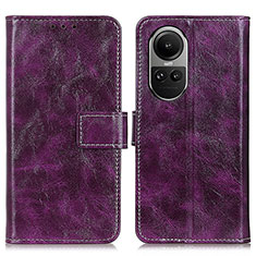 Leather Case Stands Flip Cover Holder K04Z for Oppo Reno10 Pro 5G Purple