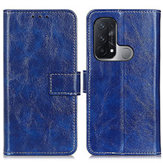 Leather Case Stands Flip Cover Holder K04Z for Oppo Reno5 A Blue
