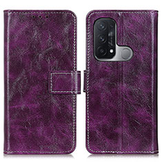 Leather Case Stands Flip Cover Holder K04Z for Oppo Reno5 A Purple