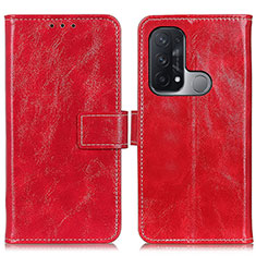 Leather Case Stands Flip Cover Holder K04Z for Oppo Reno5 A Red