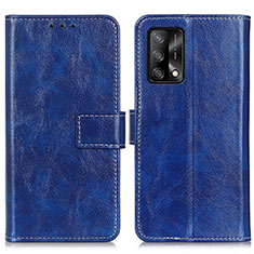 Leather Case Stands Flip Cover Holder K04Z for Oppo Reno6 Lite Blue