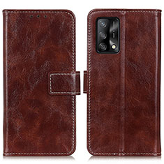 Leather Case Stands Flip Cover Holder K04Z for Oppo Reno6 Lite Brown