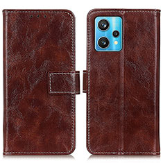 Leather Case Stands Flip Cover Holder K04Z for Realme 9 4G Brown