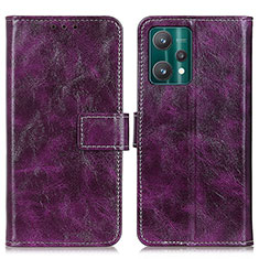 Leather Case Stands Flip Cover Holder K04Z for Realme 9 5G Purple