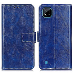 Leather Case Stands Flip Cover Holder K04Z for Realme C11 (2021) Blue