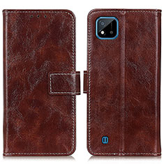 Leather Case Stands Flip Cover Holder K04Z for Realme C20A Brown