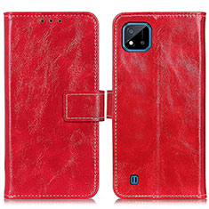 Leather Case Stands Flip Cover Holder K04Z for Realme C20A Red