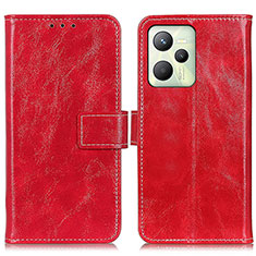 Leather Case Stands Flip Cover Holder K04Z for Realme C35 Red