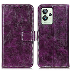 Leather Case Stands Flip Cover Holder K04Z for Realme GT2 Pro 5G Purple