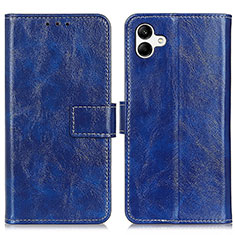 Leather Case Stands Flip Cover Holder K04Z for Samsung Galaxy F04 Blue