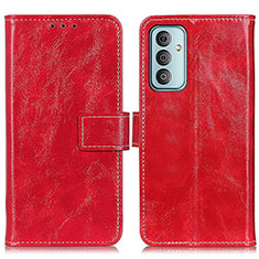 Leather Case Stands Flip Cover Holder K04Z for Samsung Galaxy F13 4G Red