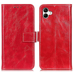 Leather Case Stands Flip Cover Holder K04Z for Samsung Galaxy M04 Red