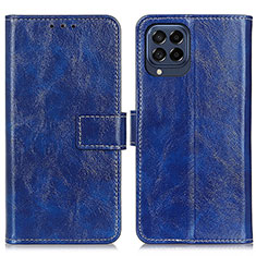 Leather Case Stands Flip Cover Holder K04Z for Samsung Galaxy M53 5G Blue