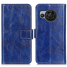 Leather Case Stands Flip Cover Holder K04Z for Sharp Aquos R8 Blue