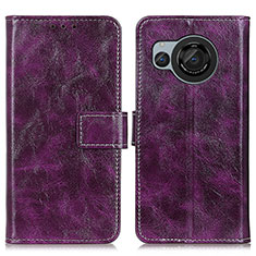 Leather Case Stands Flip Cover Holder K04Z for Sharp Aquos R8 Purple