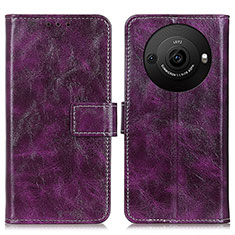 Leather Case Stands Flip Cover Holder K04Z for Sharp Aquos R8s Pro Purple