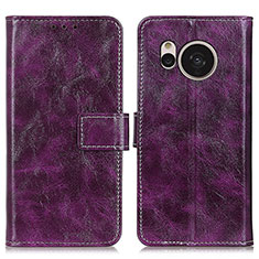 Leather Case Stands Flip Cover Holder K04Z for Sharp Aquos Sense7 Plus Purple