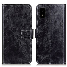 Leather Case Stands Flip Cover Holder K04Z for Sharp Aquos wish2 Black