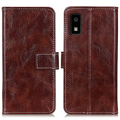 Leather Case Stands Flip Cover Holder K04Z for Sharp Aquos wish3 Brown