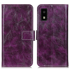 Leather Case Stands Flip Cover Holder K04Z for Sharp Aquos wish3 Purple