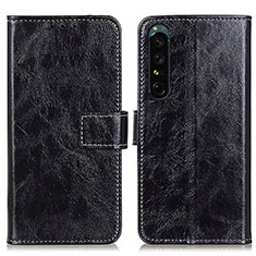 Leather Case Stands Flip Cover Holder K04Z for Sony Xperia 1 IV Black