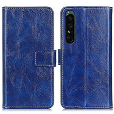 Leather Case Stands Flip Cover Holder K04Z for Sony Xperia 1 IV Blue