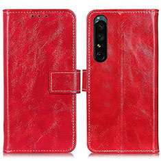 Leather Case Stands Flip Cover Holder K04Z for Sony Xperia 1 IV SO-51C Red