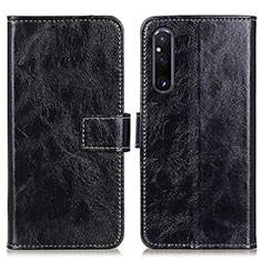 Leather Case Stands Flip Cover Holder K04Z for Sony Xperia 1 V Black