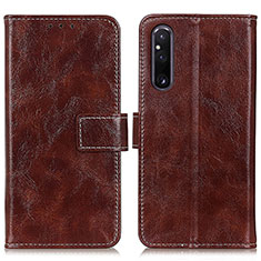 Leather Case Stands Flip Cover Holder K04Z for Sony Xperia 1 V Brown