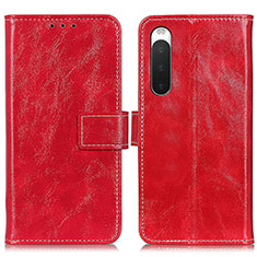 Leather Case Stands Flip Cover Holder K04Z for Sony Xperia 10 IV Red