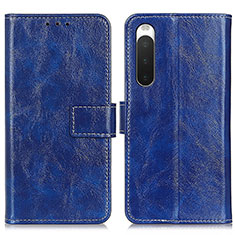 Leather Case Stands Flip Cover Holder K04Z for Sony Xperia 10 IV SOG07 Blue