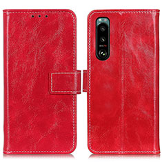 Leather Case Stands Flip Cover Holder K04Z for Sony Xperia 5 III Red