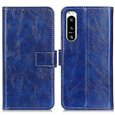 Leather Case Stands Flip Cover Holder K04Z for Sony Xperia 5 IV Blue