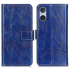 Leather Case Stands Flip Cover Holder K04Z for Sony Xperia 5 V Blue