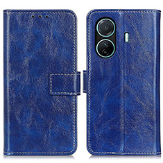 Leather Case Stands Flip Cover Holder K04Z for Vivo T1 5G Blue