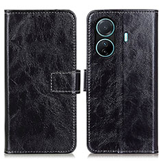 Leather Case Stands Flip Cover Holder K04Z for Vivo T1 Pro 5G Black