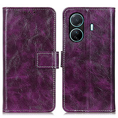 Leather Case Stands Flip Cover Holder K04Z for Vivo T1 Pro 5G Purple