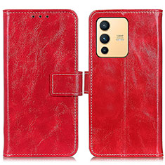 Leather Case Stands Flip Cover Holder K04Z for Vivo V23 5G Red