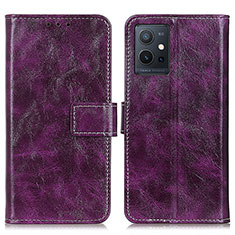 Leather Case Stands Flip Cover Holder K04Z for Vivo Y33e 5G Purple