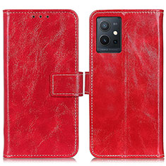 Leather Case Stands Flip Cover Holder K04Z for Vivo Y33e 5G Red