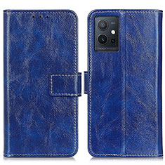 Leather Case Stands Flip Cover Holder K04Z for Vivo Y55s 5G Blue