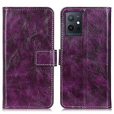 Leather Case Stands Flip Cover Holder K04Z for Vivo Y55s 5G Purple