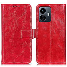 Leather Case Stands Flip Cover Holder K04Z for Vivo Y77e 5G Red